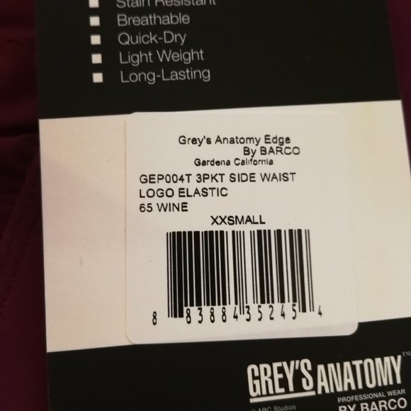 Grey's Anatomy Scrub Pants GEP004-65 Wine - Picture 13 of 13